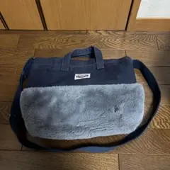 2WAY ショルダーバッグ キャンバス ファー ネイビーのサムネイル