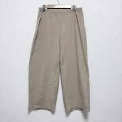 USA製 ストレッチ ワイドパンツ ウエストゴム 楽ちん コットン ベージュ L
