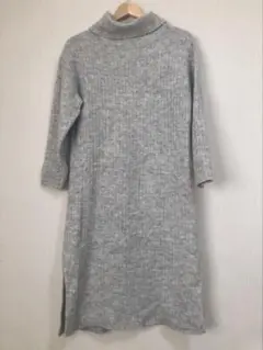 リブタートルスリットニットワンピース　GLOBAL WORK