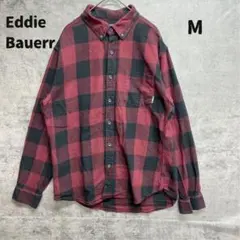 エディーバウアー 長袖ネルシャツ レッド チェック柄 人気古着【7327】