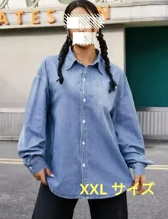 【新品未使用】 ボタンフロント デニムシャツ XXL