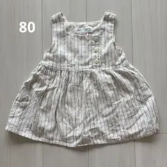 Zara Baby ザラベビー ストライプ生成りワンピース 80サイズのサムネイル
