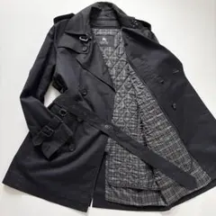 バーバリーブラックレーベル　トレンチコート　ショート丈 ダブル　ブラック　M