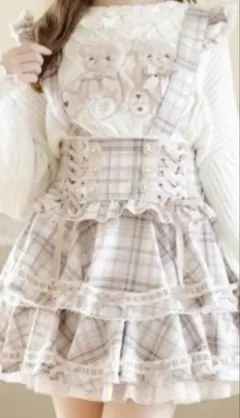 LIZLISA はしごリボンチェックティアードスカパン ピンク 正規品