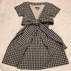 McQ リボン ワンピース ギンガムチェック 白黒　アレキサンダー　マックィーンのサムネイル