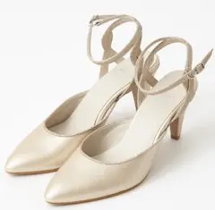 エメAimerゴールドアンクルストラップパンプスヒール結婚式ブライダルパーティー