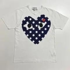 コムデギャルソン Tシャツ 水玉 ドット 赤ハート ホワイト 半袖 サイズ