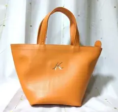 Kitamura キタムラ 底可変バッグ 牛革 オレンジ色 美品