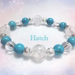 クラック水晶と水晶とターコイズのパワーストーンブレスレット