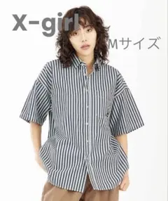 【極美品】X-girl 半袖 ストライプシャツ Mサイズ A67のサムネイル