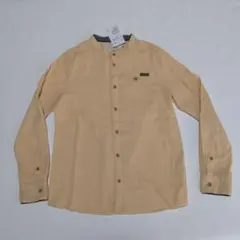 H&M キッズ バンドカラー 長袖シャツ 薄いイエロー 140