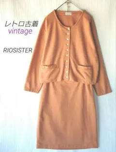 レトロ古着　RIOSISTER スカートセットアップ オレンジ系ジャージ素材
