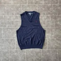 Ralph Lauren ラルフローレン アーガイル柄 ニットベスト 濃紺 XL