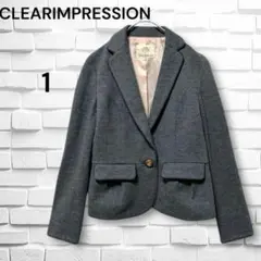 美品✨クリアインプレッション◆テーラードジャケット(1)ウール　グレー　ビジネス