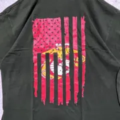 H39 GILDAN 星条旗ロゴ 両面プリントTシャツ ヴィンテージ アメカジ