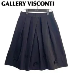 GALLERY VISCONTI フレアスカート リボン M ブラック