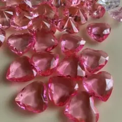 ハート平っぽい10個アクリルストーン キラキラ石 ピンクハート