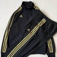 adidas アディダス L ジャージ上下 セットアップ 黒ブラック 金ゴールド
