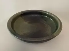 グリーンとブラウンの円形　大皿