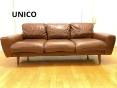 ✨引越し整理品✨【ウニコ】MOLN レザーソファー 3人掛け ダークブラウン