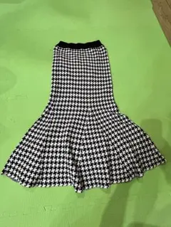 フレアスカート 白黒チェック柄