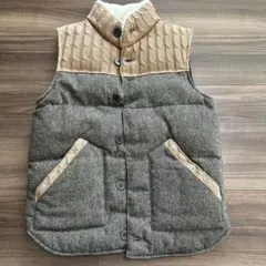 ダウンベスト・ケーブルニット襟