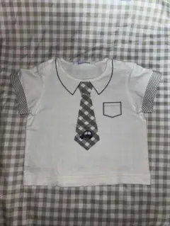 familiar ネクタイ柄 Tシャツ　車の刺繍