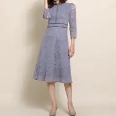 総レース レース ワンピース ドレス 40号 結婚式 お呼ばれ パーティ　L