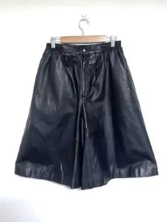【本牛革】ワイドレザーハーフパンツ