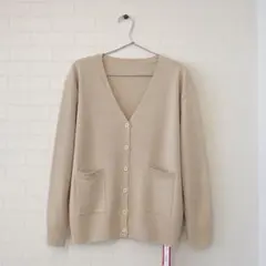 ベージュ Vネック スクール カーディガン