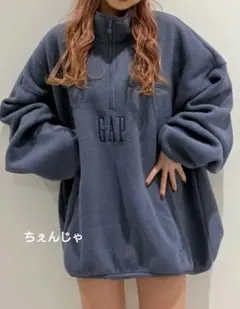 ボア オーバーサイズ ハーフジップ GAPロゴプルオーバー　Sサイズ