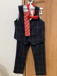 ネイビー チェック柄 フォーマルスーツ 3点セット