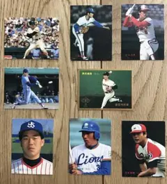1 当時物　昭和レトロ　まとめ売り　野球チップスカード　8枚　プロ野球　カルビー