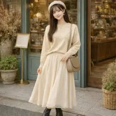 PLST（プラステ）カシミヤ混ニットトップス ベージュ系 M 美品