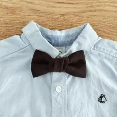 ハンドメイド　キッズ　蝶ネクタイ　リボンブローチ　ウール　ダークブラウン