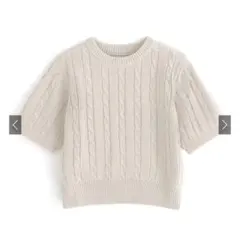 grl ケーブル編み半袖ニットトップス[gn135] アイボリー