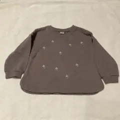 【しろぶた様】tere a tete ダークブラウン 花刺繍 トレーナー 90