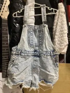 デニムブルー ショートオーバーオール 100cm~ 夏用ギャル