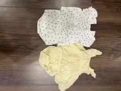 白黒ハート柄セパレートセットと黄色お花柄フリフリスカートのセット