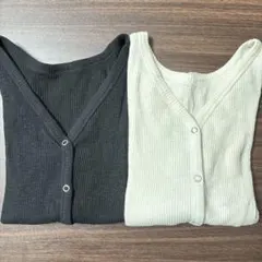 GU Vネックボタン付き半袖Tシャツ 2色セット