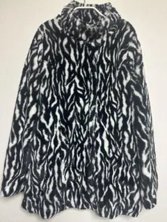 美品☆ゼブラ柄 フェイク ファーコート