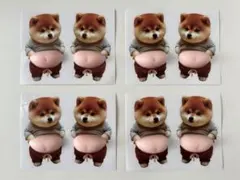 4枚セット（合計8匹） おなかぷにぷにシール柴犬 3Dステッカー　シール帳にも
