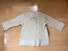 earth music&ecology リボン付き　ベージュ　ニット　セーター