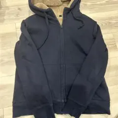 UNIQLO ボアスウェットフルジップパーカー グレー　L 裏ボア ネイビー