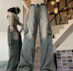 SHEIN デニム カーゴパンツ ワイドレッグ