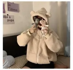 くま耳パーカーL