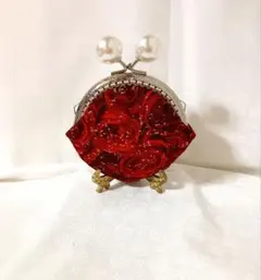薔薇　がま口　ポーチ　アクセサリーケース　キーケース　財布　ハンドメイド