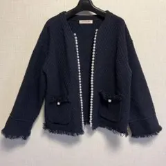 Apuweiser-richeパールフリンジノーカラージャケット