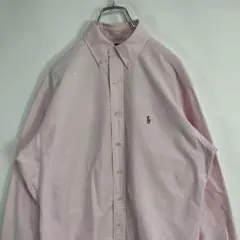 ラルフローレン　ポニー刺繍　長袖BDシャツ　ピンク　XL程度