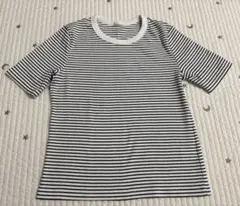 GU リブ ボーダーTシャツ ホワイト Lサイズのサムネイル